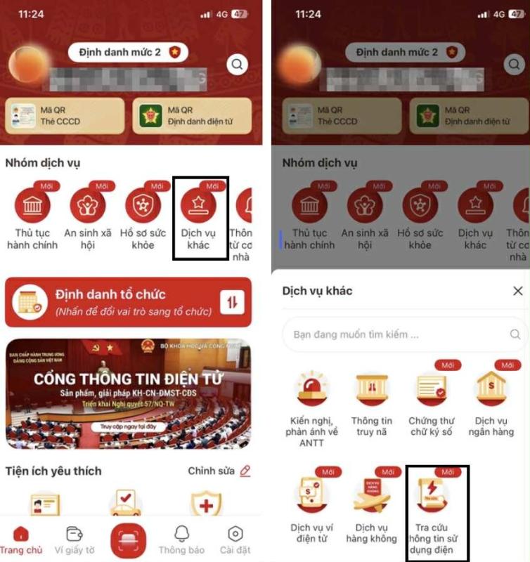 VNeID tien dien,  Cach tra cuu dien,  App VNeID,  Thanh toan tien dien,  EVN VNeID,  Dien luc online anh 1