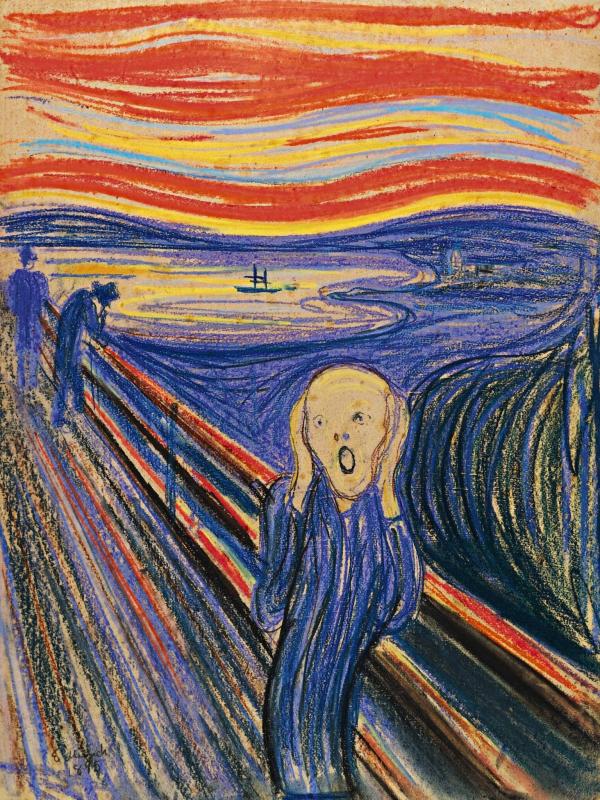 The Scream Edvard Munch,  Tieng thet Edvard Munch,  hoi hoa hien dai,  Edvard Munch,  tranh The Scream,  lich su hoi hoa,  buc tranh Tieng thet,  nghe thuat The Scream anh 1